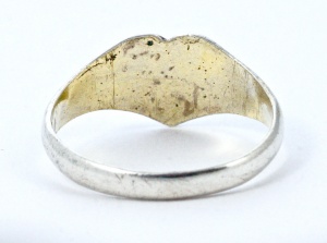 22ct Gold over Silver Heart Signet Ring 1970s